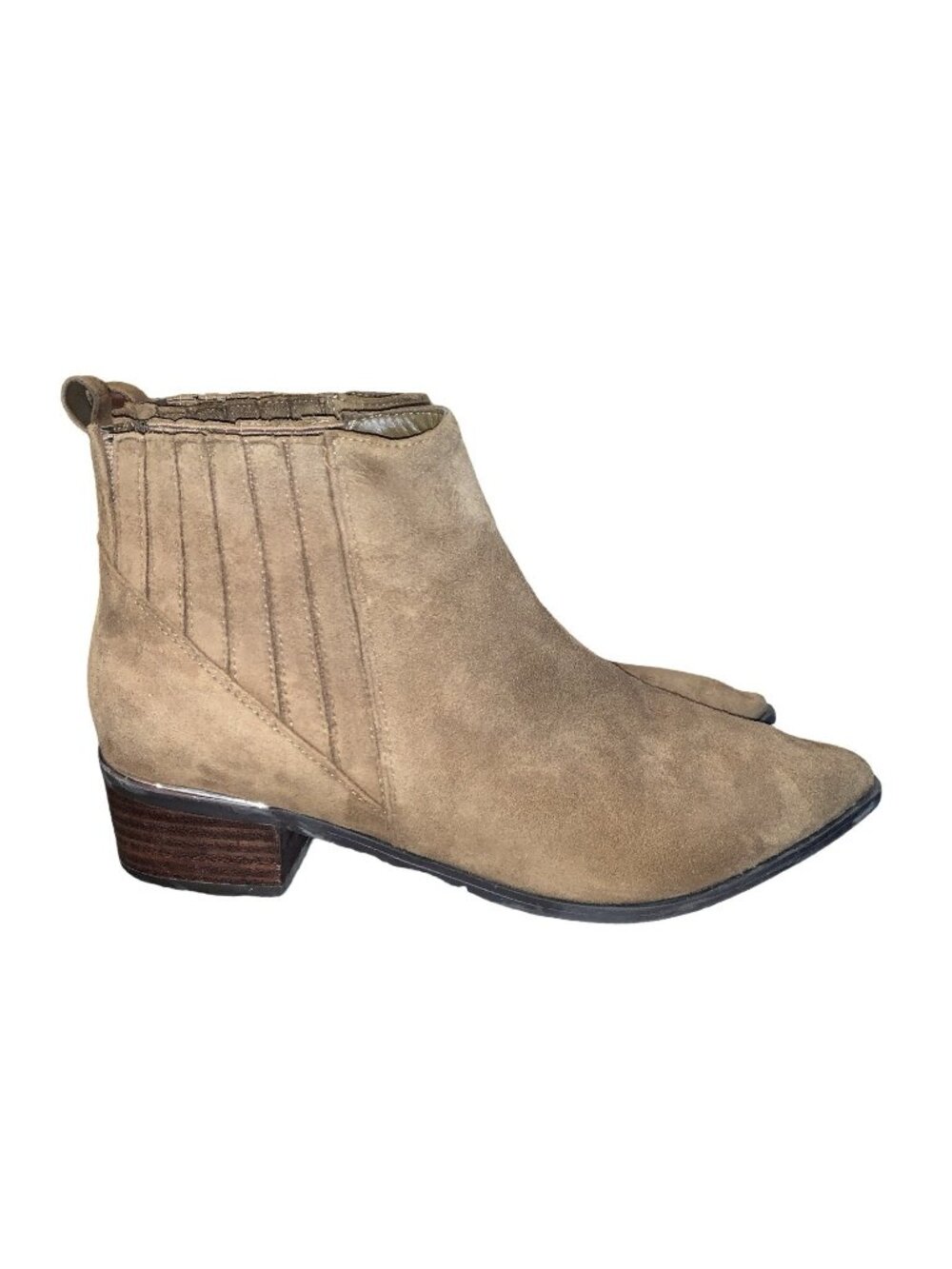 Marc Fisher Boots Womens 8 M Ankle Chelsea Heels Casual Brown Suede Pull On boho